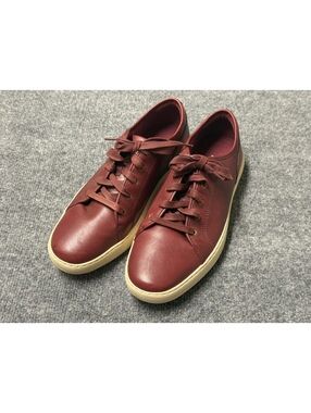 FitFlop Men’s Burgundy Leather Low-Top Sneakers Size 9 EU 42